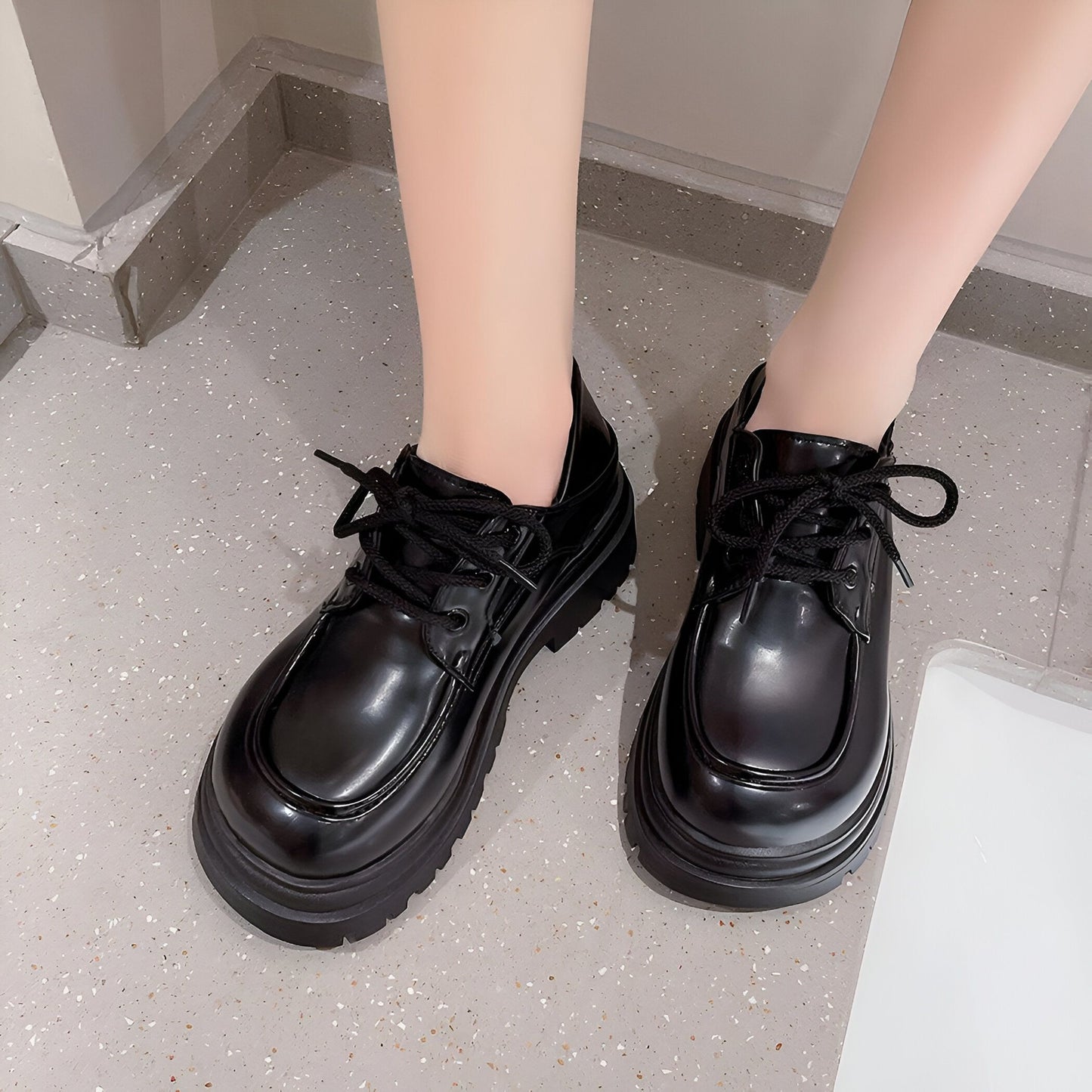 Mocassins Femme Plateforme à Lacets - Style Moderne