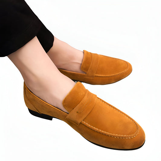 Mocassins Daim Homme – Talon Carré, Élégance Classique