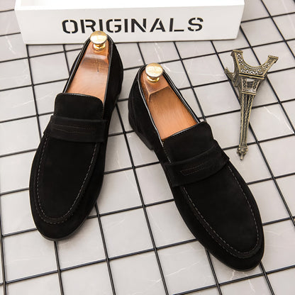 Mocassins Daim Homme – Talon Carré, Élégance Classique