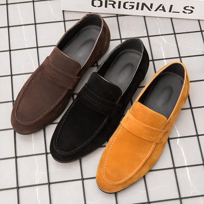 Mocassins Daim Homme – Talon Carré, Élégance Classique