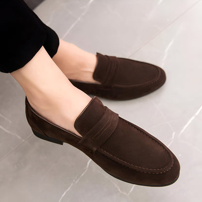 Mocassins Daim Homme – Talon Carré, Élégance Classique