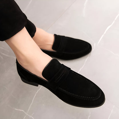 Mocassins Daim Homme – Talon Carré, Élégance Classique