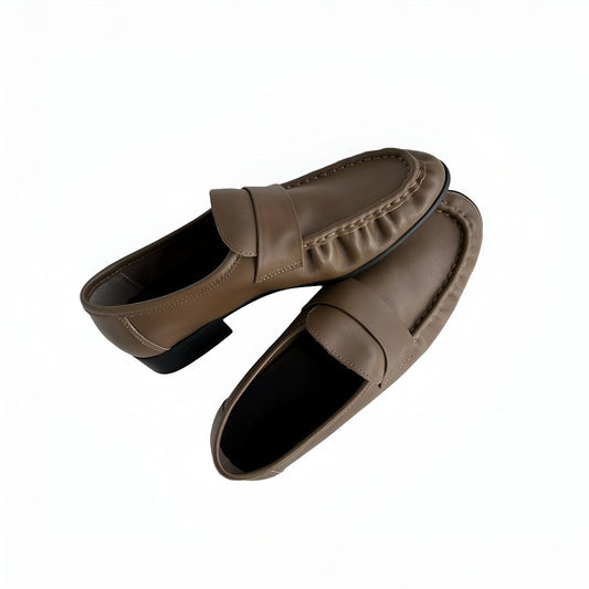 LuxeBrand Mocassins Rétro Cuir Souple Talon Carré