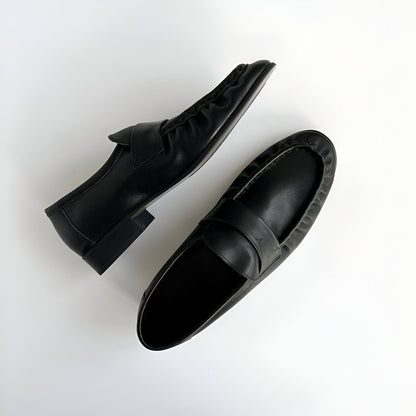 LuxeBrand Mocassins Rétro Cuir Souple Talon Carré