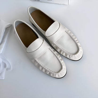 LuxeBrand Mocassins Rétro Cuir Souple Talon Carré