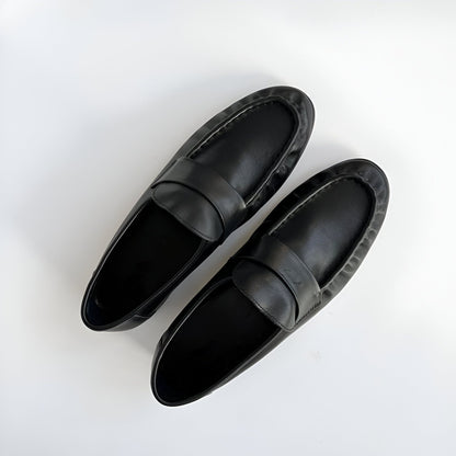 LuxeBrand Mocassins Rétro Cuir Souple Talon Carré