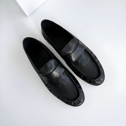 LuxeBrand Mocassins Rétro Cuir Souple Talon Carré