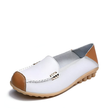 Mocassins Femme Cuir Végan Bicolores Confortables Luxe