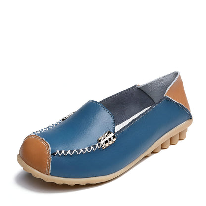 Mocassins Femme Cuir Végan Bicolores Confortables Luxe