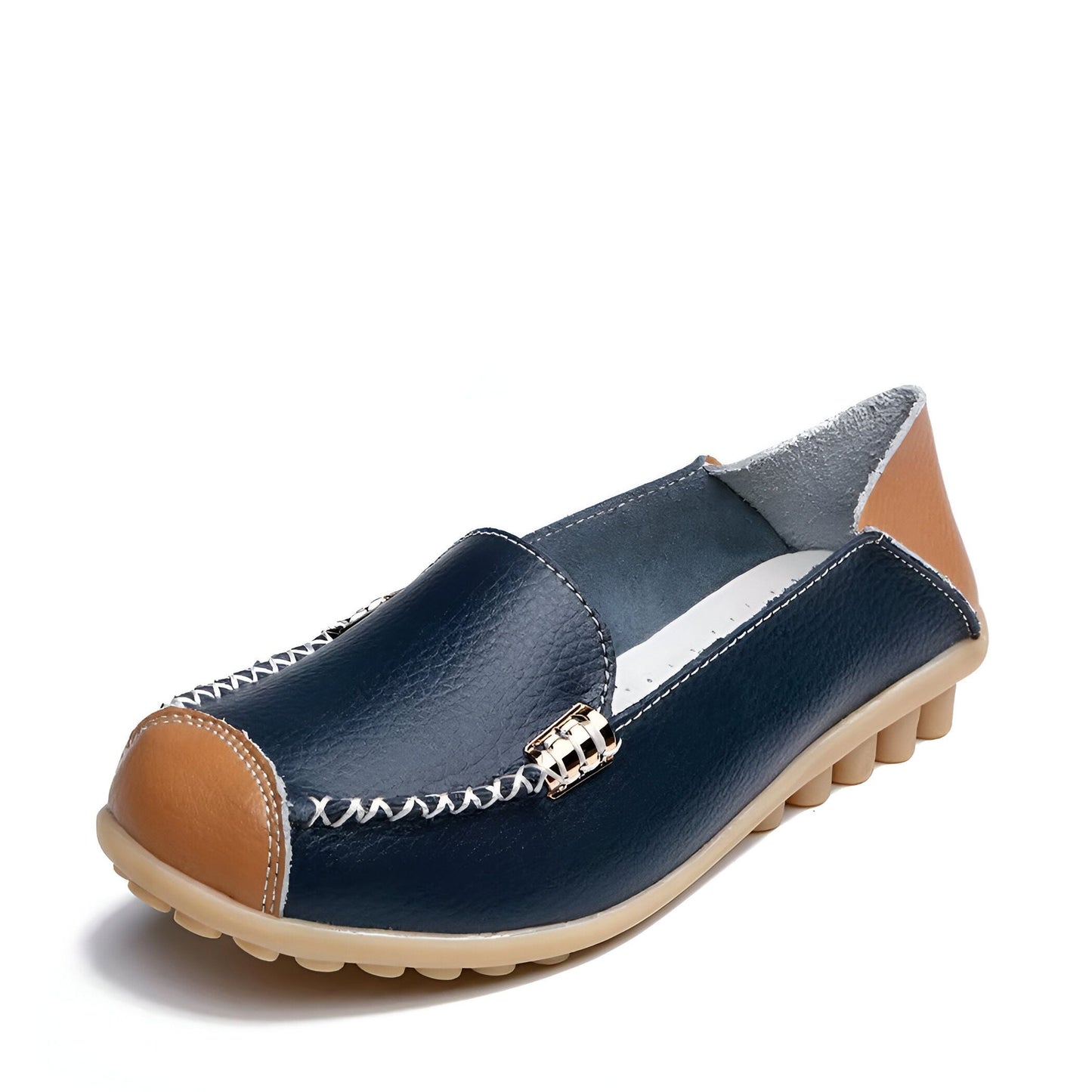 Mocassins Femme Cuir Végan Bicolores Confortables Luxe