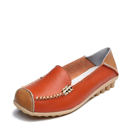 Mocassins Femme Cuir Végan Bicolores Confortables Luxe