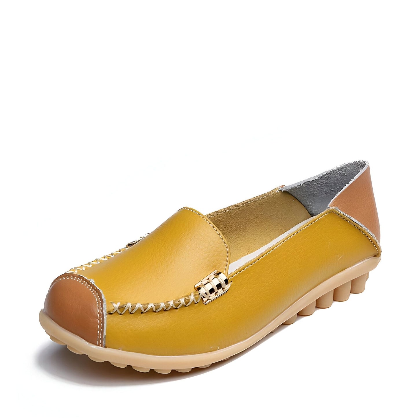 Mocassins Femme Cuir Végan Bicolores Confortables Luxe