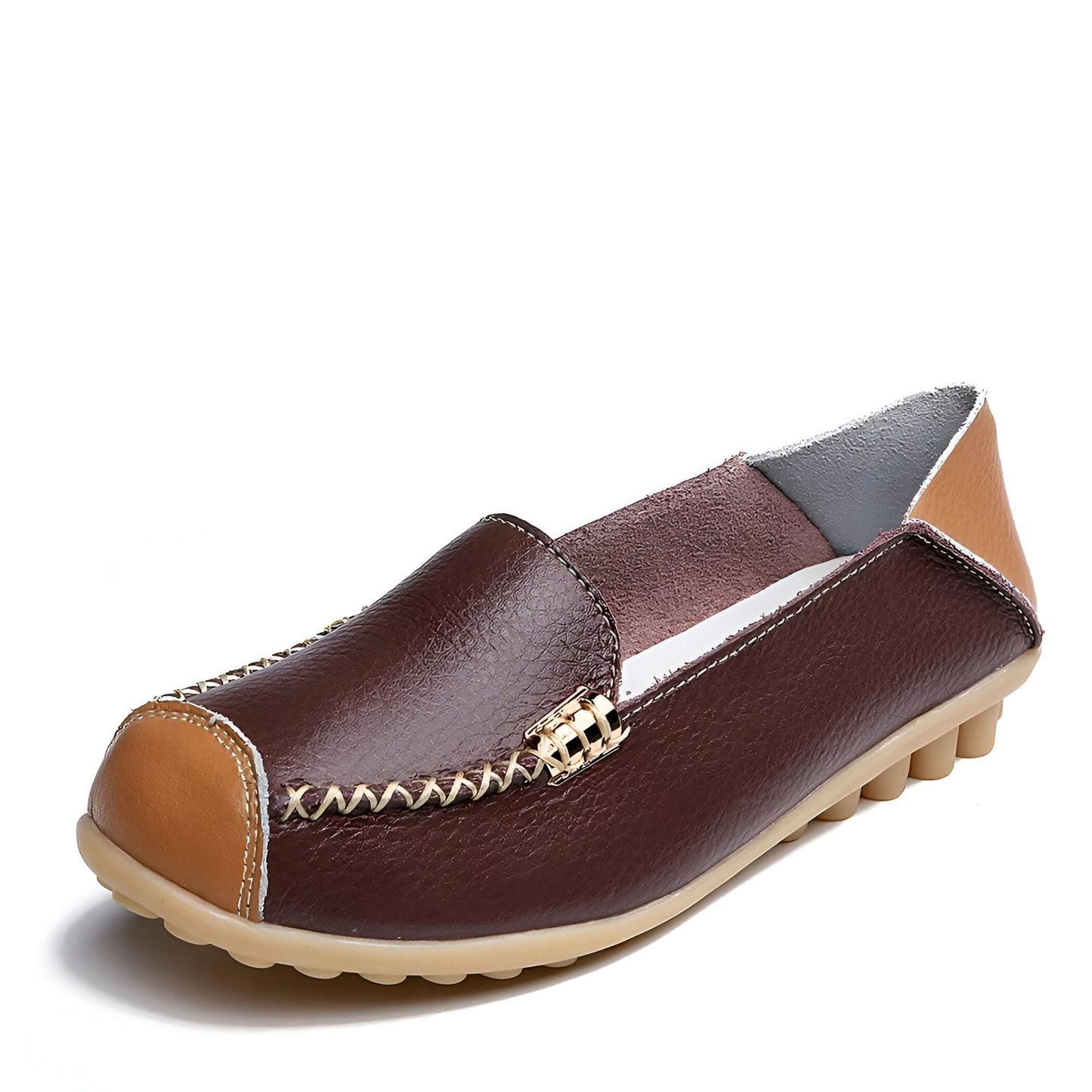 Mocassins Femme Cuir Végan Bicolores Confortables Luxe