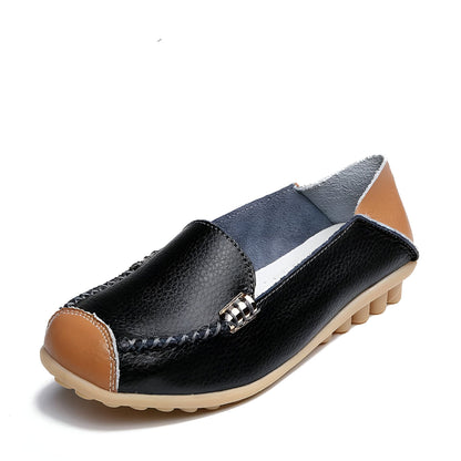 Mocassins Femme Cuir Végan Bicolores Confortables Luxe