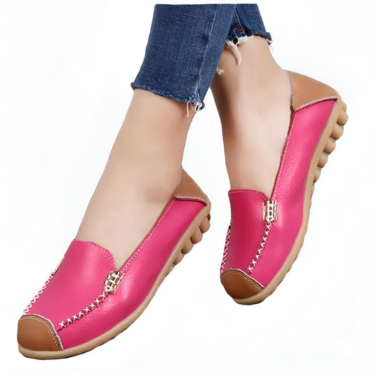 Mocassins Femme Cuir Végan Bicolores Confortables Luxe