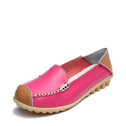 Mocassins Femme Cuir Végan Bicolores Confortables Luxe