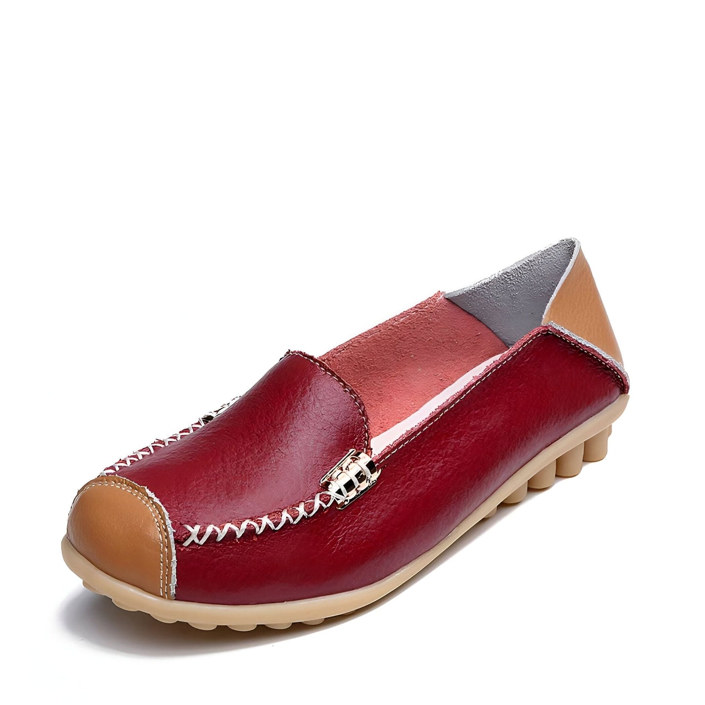 Mocassins Femme Cuir Végan Bicolores Confortables Luxe