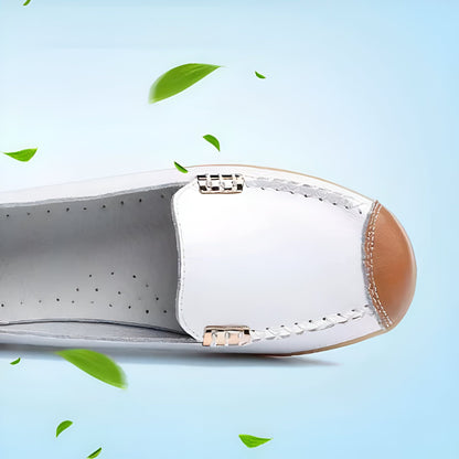 Mocassins Femme Cuir Végan Bicolores Confortables Luxe