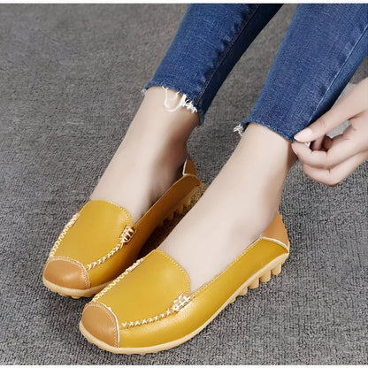 Mocassins Femme Cuir Végan Bicolores Confortables Luxe