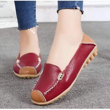 Mocassins Femme Cuir Végan Bicolores Confortables Luxe