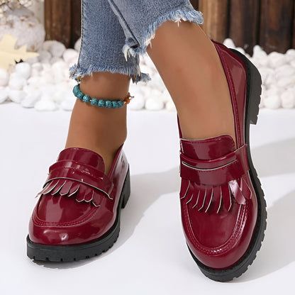 NovaWalk Mocassins vernis femme à franges noir