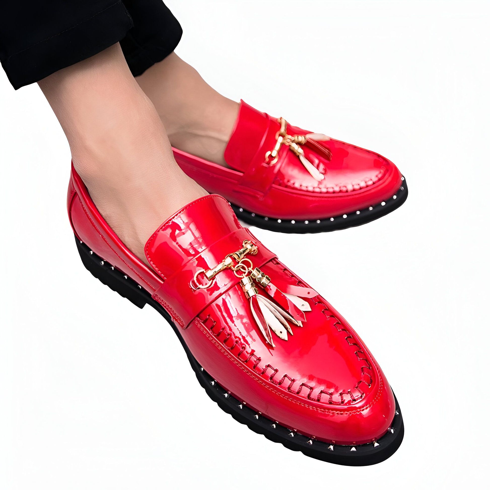 LX Mocassins Vernis à Glands et Boucle Dorée pour Homme