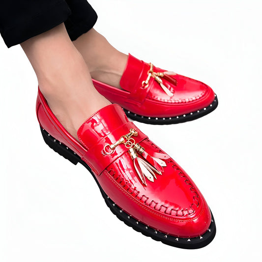 LX Mocassins Vernis à Glands et Boucle Dorée pour Homme