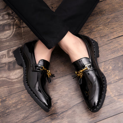 LX Mocassins Vernis à Glands et Boucle Dorée pour Homme