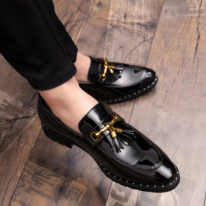 LX Mocassins Vernis à Glands et Boucle Dorée pour Homme