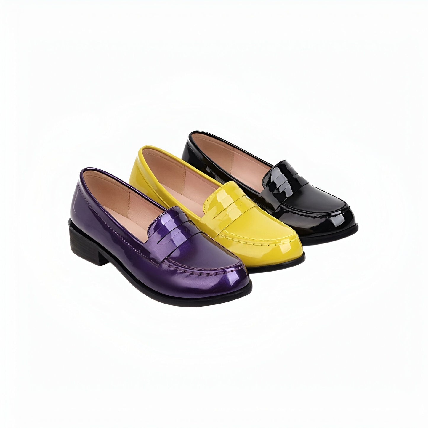 Élégant Mocassins femme vernis cuir synthétique colorés