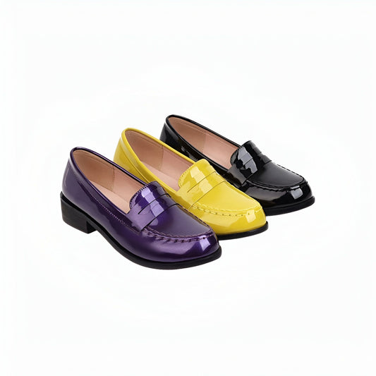 Élégant Mocassins femme vernis cuir synthétique colorés