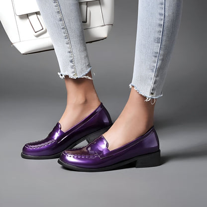 Élégant Mocassins femme vernis cuir synthétique colorés
