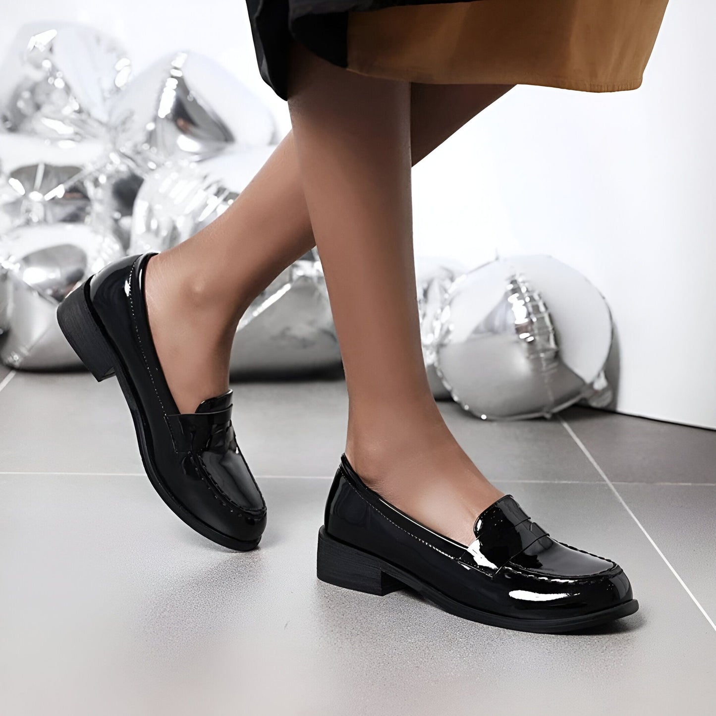 Élégant Mocassins femme vernis cuir synthétique colorés