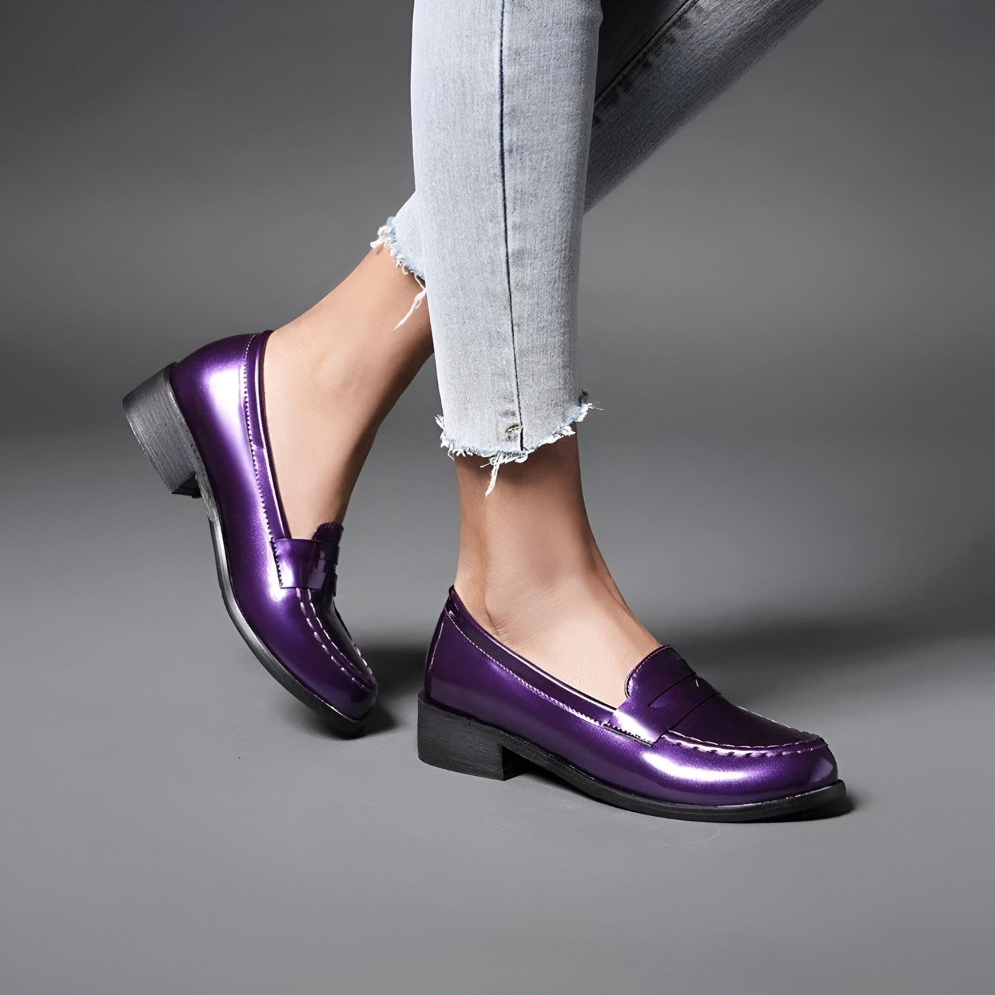 Élégant Mocassins femme vernis cuir synthétique colorés