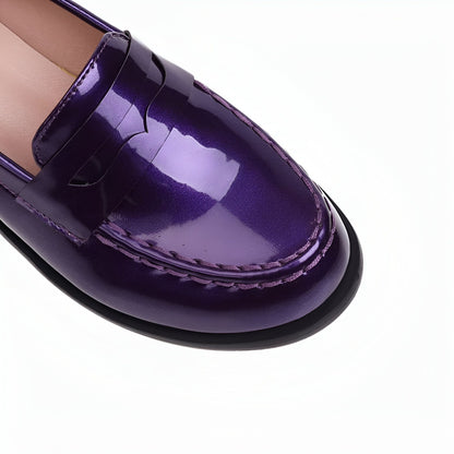 Élégant Mocassins femme vernis cuir synthétique colorés