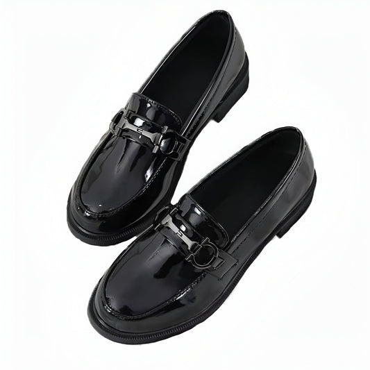 NovaLux Mocassins vernis femme métal élégant