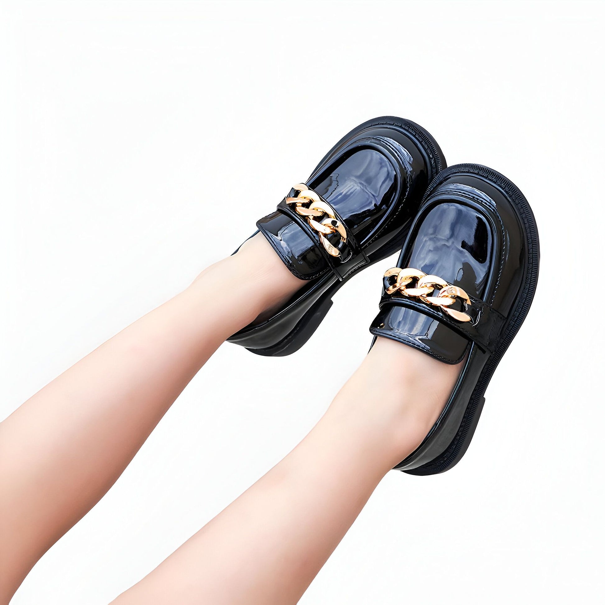 GlamKids Mocassins vernis fille chaîne dorée