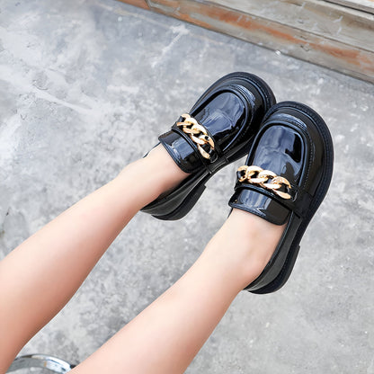GlamKids Mocassins vernis fille chaîne dorée