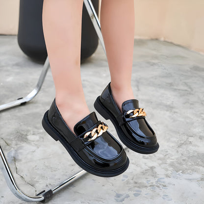 GlamKids Mocassins vernis fille chaîne dorée