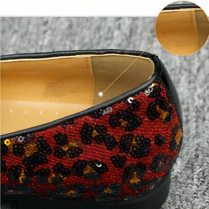 Mocassins Vernis Noirs – Simili Cuir, Sequins et Glands