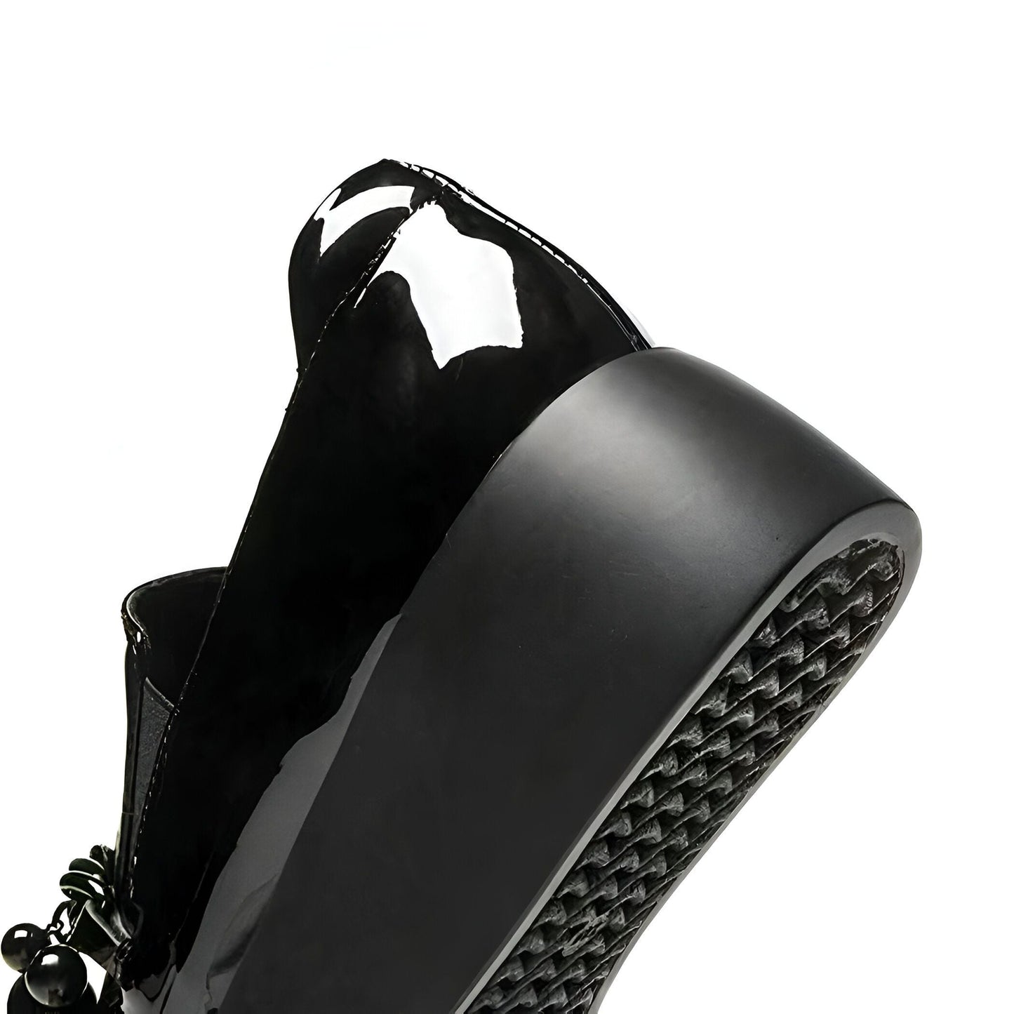 Luxe Mocassins vernis plateforme avec chaîne