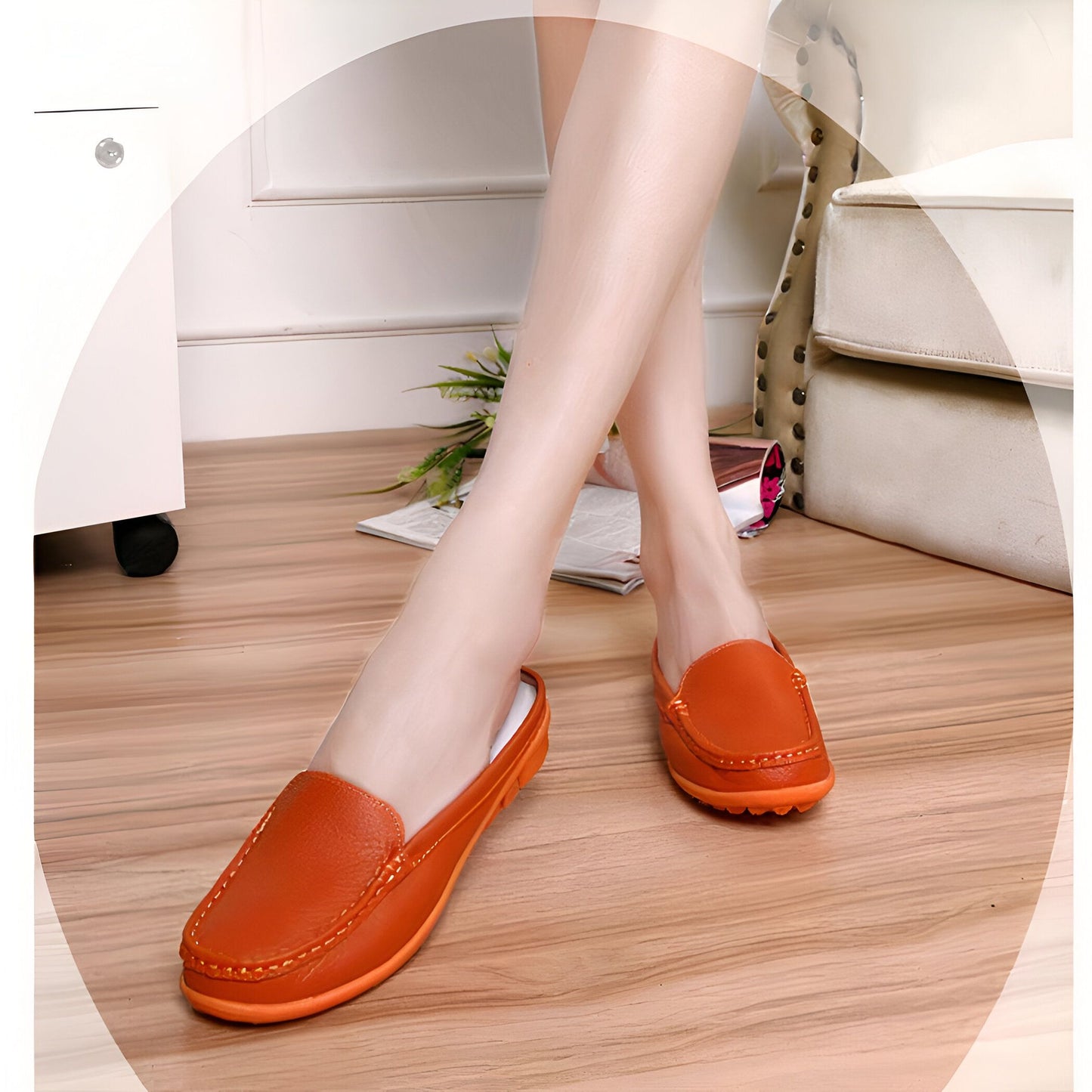 Mules Mocassins Souples Femme Cuir Synthétique Confort™