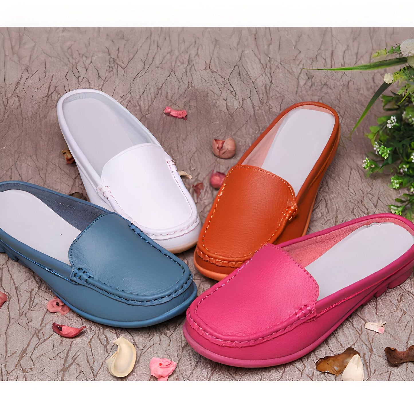 Mules Mocassins Souples Femme Cuir Synthétique Confort™