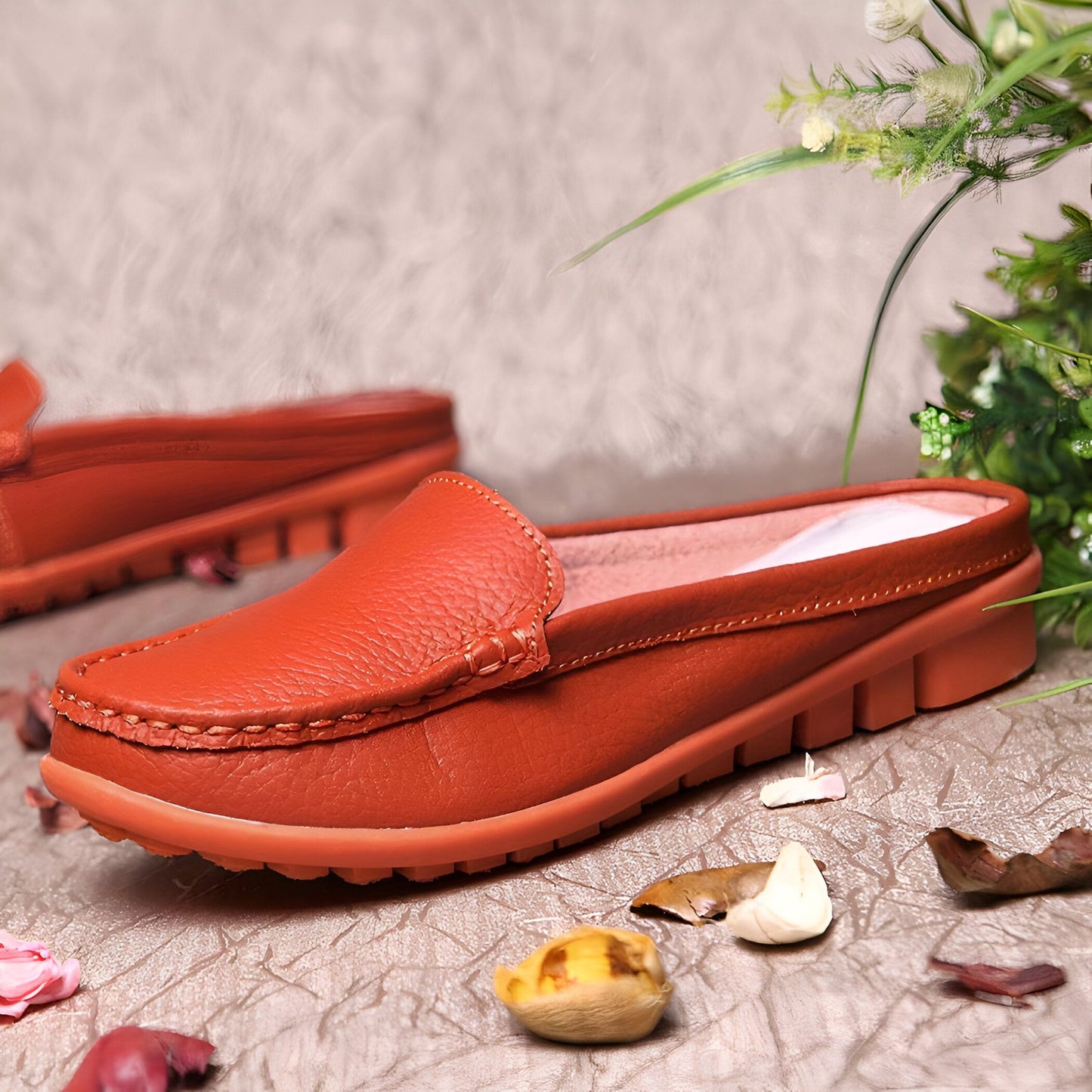 Mules Mocassins Souples Femme Cuir Synthétique Confort™