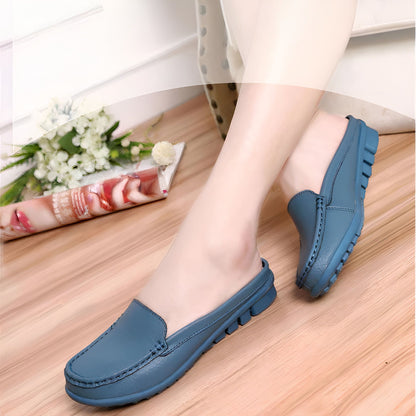 Mules Mocassins Souples Femme Cuir Synthétique Confort™